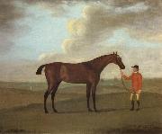 Francis Sartorius The Racehorse 'Basilimo' Held by a Groom on a Racecourse oil on canvas